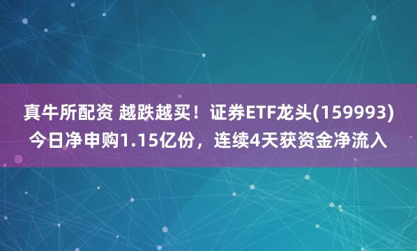 真牛所配资 越跌越买！证券ETF龙头(159993)今日净申购1.15亿份，连续4天获资金净流入